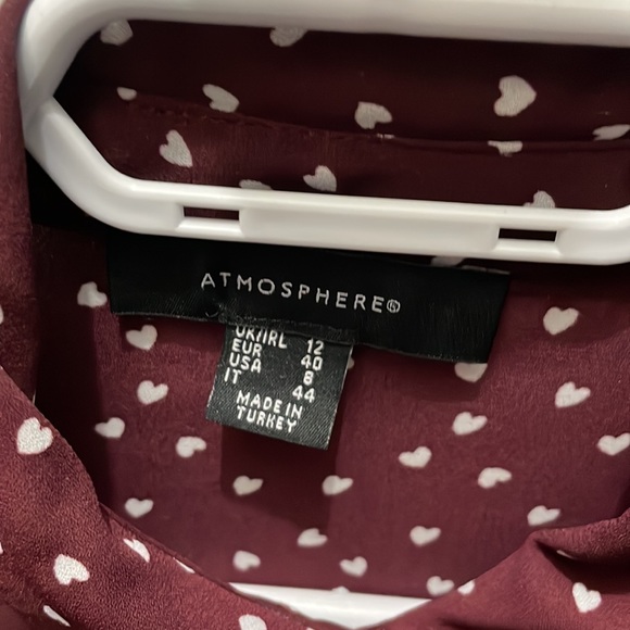 Burgundy shirt/blouse with hearts - Picture 2 of 3